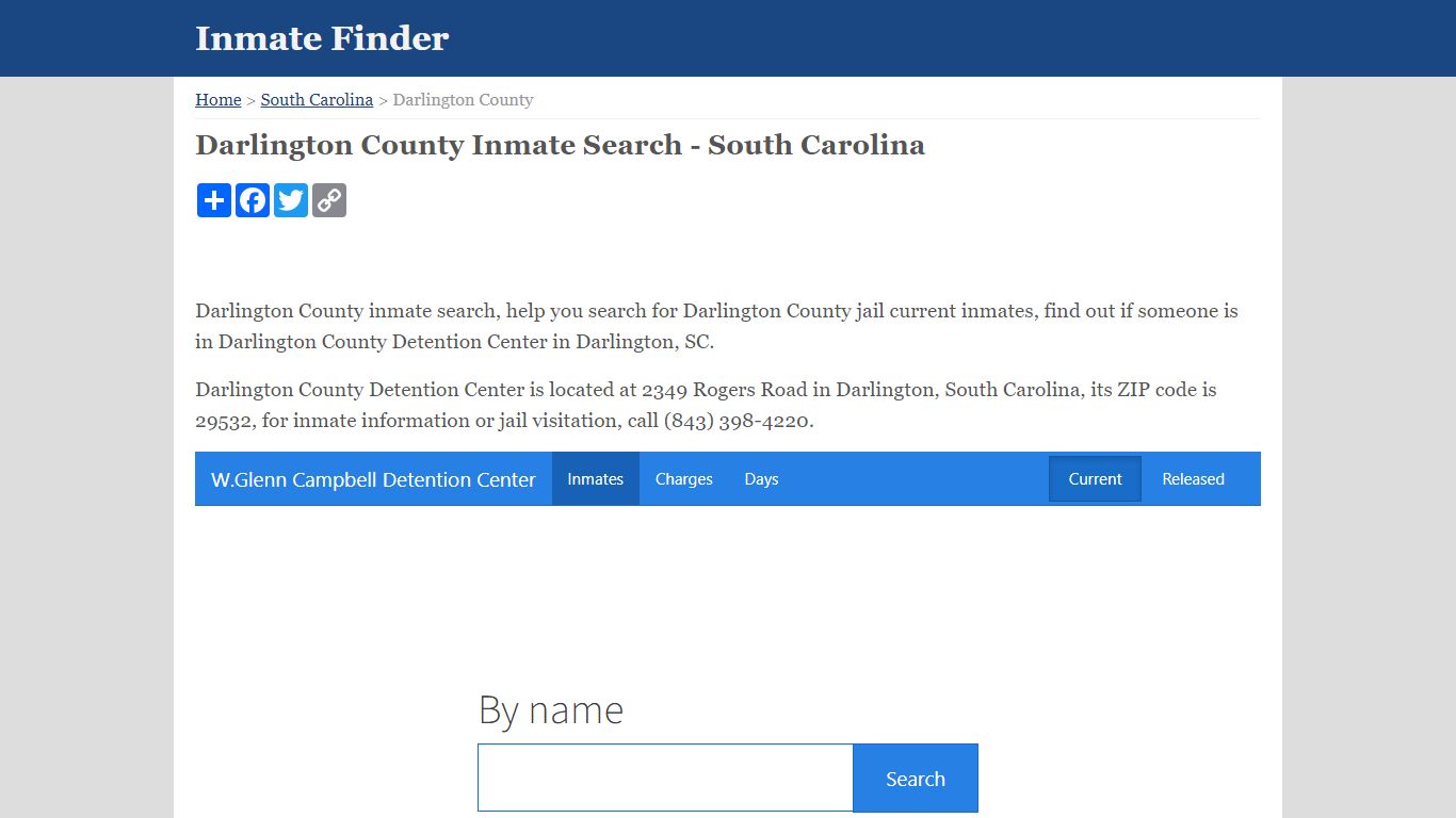 Darlington County Inmate Search - South Carolina