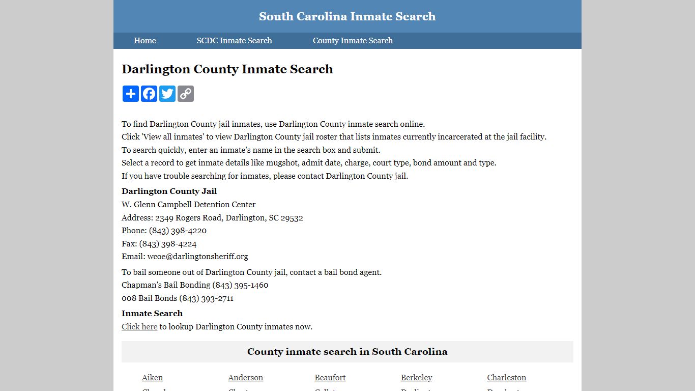 Darlington County Inmate Search